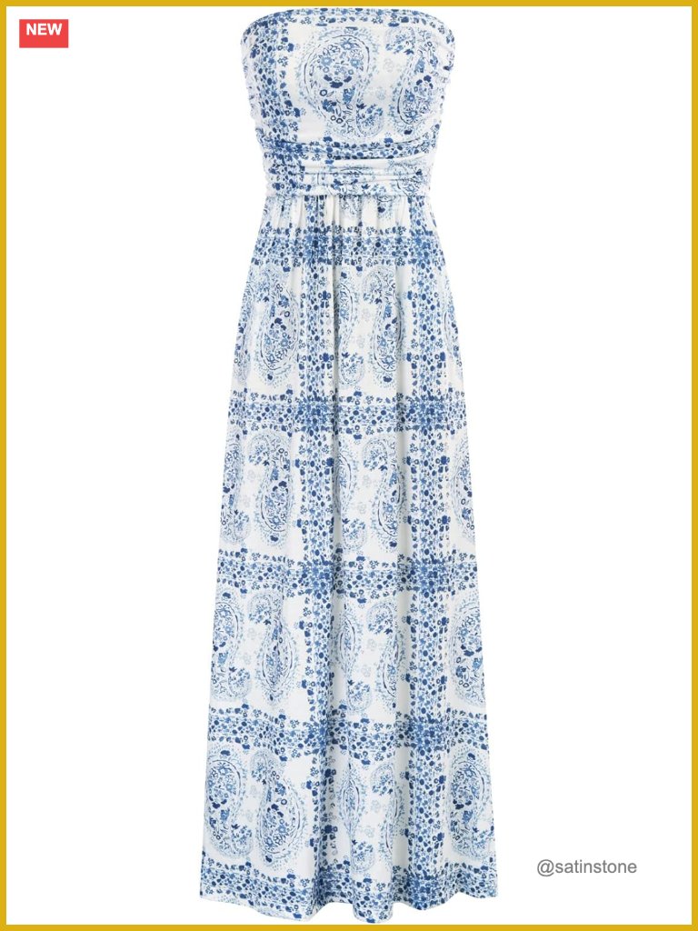 Strapless Casual Loose Ruched Maxi Dress With Pockets